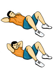 Elevación controlada de hombros con las rodillas flexionadas